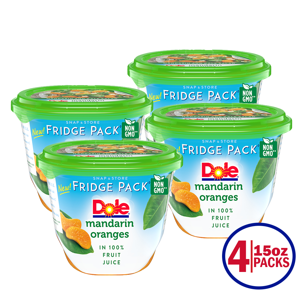 Dole Mandarin Oranges in Juice, Resealable Containers, 15 Oz, 4 Pack