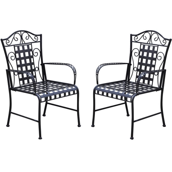 Pemberly Row Patio Dining Chair in Black (Set of 2)
