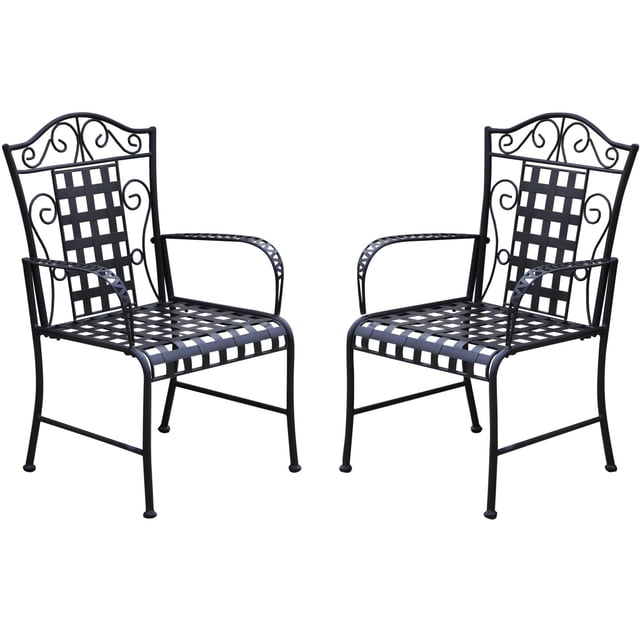 Pemberly Row Chaise de Salle à Manger de Patio Noire (Ensemble de 2)