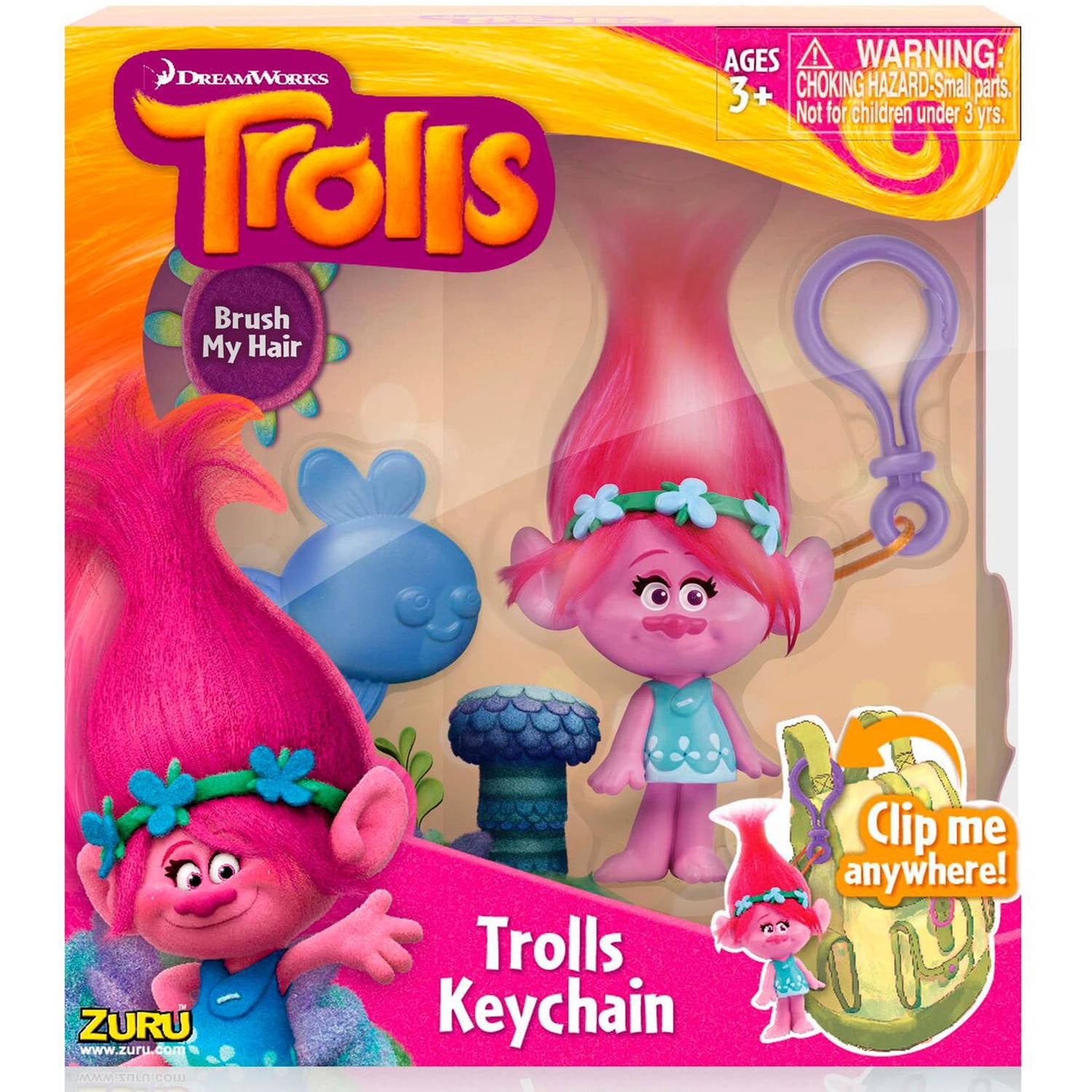 Cute TROLLS Keyring pencil topper gift party bag Choose Troll Hair Colour 