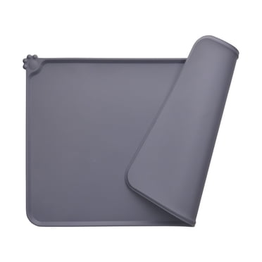 2 Tappetini Mangiatoia Per Cani E Gatti In Silicone - Antiscivolo E Impermeabili 47x30cm | Grigio - Foto 3