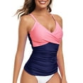 thumbnail image 5 of RELLECIGA Women's V Neckline Tankini Top Bathing Suits Ruched Swimwear, 5 of 8