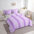 thumbnail image 2 of Castle Fairy Geometric Thin Vertical Stripe 7-Piece Twin Bedding,Mid Century Wide Band Bedding Comforter Set,Lavender White,Reversible, 2 of 7