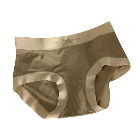 Women s Nude Underpants Seamless Panties Cotton Briefs Ribbed Underwear Comfortable Breathable Mid-Waist Briefs