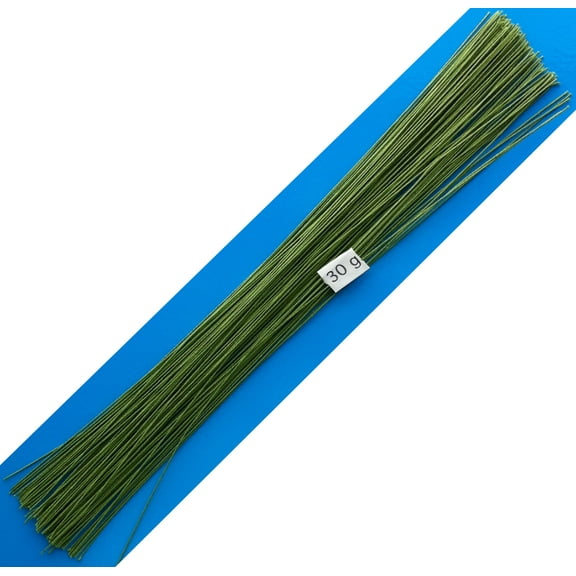 30 Gauge Green Cotton Covered Floral Wire - 120 feet per bundle (36.6m) in 12 inch (30.5cm) lengths