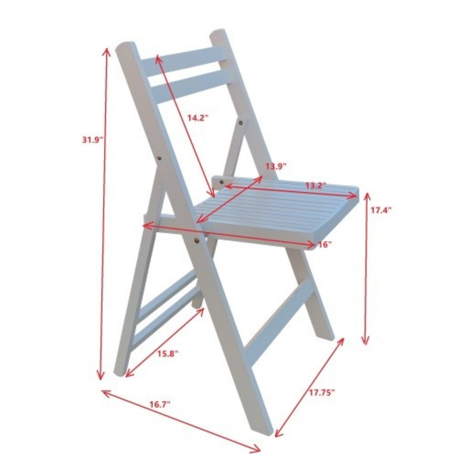 Folding Chairs Set of 4, Solid Wood Folding Chairs with Slatted Seat, Portable Event Chairs for Dining Room, Kitchen, Wedding & Party, White