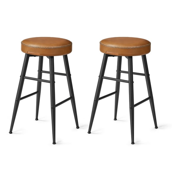VASAGLE Collection Echo Tabourets de Bar Lot de 2, Tabourets de Comptoir de Cuisine, Tabourets de Petit-Déjeuner, Cuir Synthétique avec Coutures, 24.8 Pieds'Tall, Salle à Manger Maison, Assemblage Facile, Caramel Brun