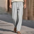 thumbnail image 2 of Men's Casual Wide Leg Pants Elastic Waist Comfortable Solid Color Loose Fit Breathable Stretchable Pocket Design Versatile Outdoor Mens Beach Pants Trousers Vacation Cargo Pants, 2 of 7