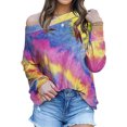 thumbnail image 1 of Women Tie Dyed Rainbow Printed Long Sleeve Sweatshirt, 1 of 6