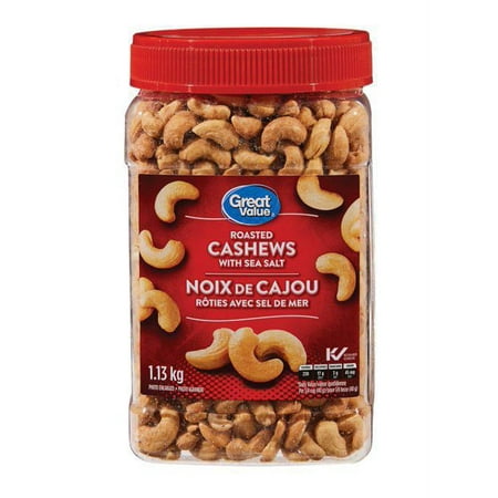 Great Value Roasted Cashews with Sea Salt, 1.13 kg 