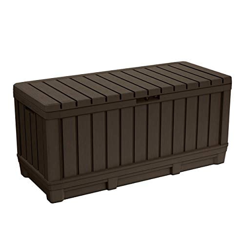 Keter Kentwood 90 Gallon Resin Deck Box-Organization and Storage for Patio  Furniture Outdoor Cushions, Throw Pillows, Garden Tools and Pool Toys,  Brown - Walmart.com