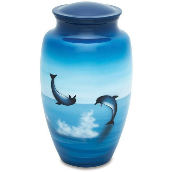 Urnsdirect2U Frollicking Dolphins Adult Cremation Urn, 220 Cu In