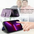 thumbnail image 3 of ShellTech Phone Case for iPhone 13 Pro Max Zipper Wallet Cover with Credit Card Holder Slot Shoulder Crossbody Strap Cell Women Girls Men,Purple, 3 of 11