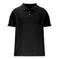 thumbnail image 3 of Men's Ribbed Textured Polo Shirt Lightweight Casual Golf Shirts Summer Short Sleeve T-shirt, 3 of 5