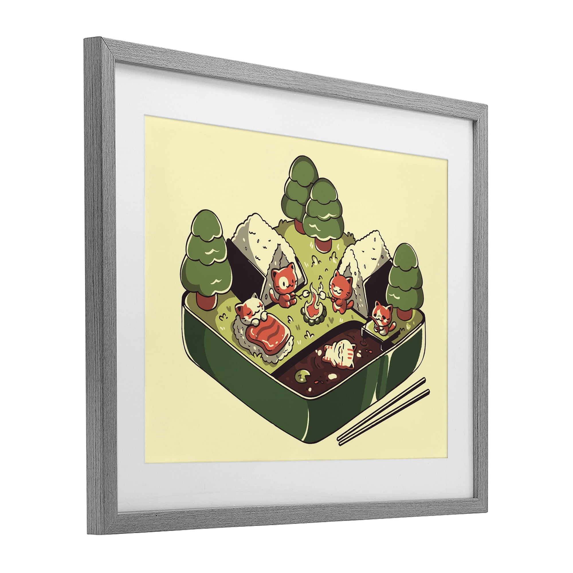 Stupell Industries Kawaii Sushi Camp Bento Gray Framed Print Under Glass, design by Tobe Fonseca