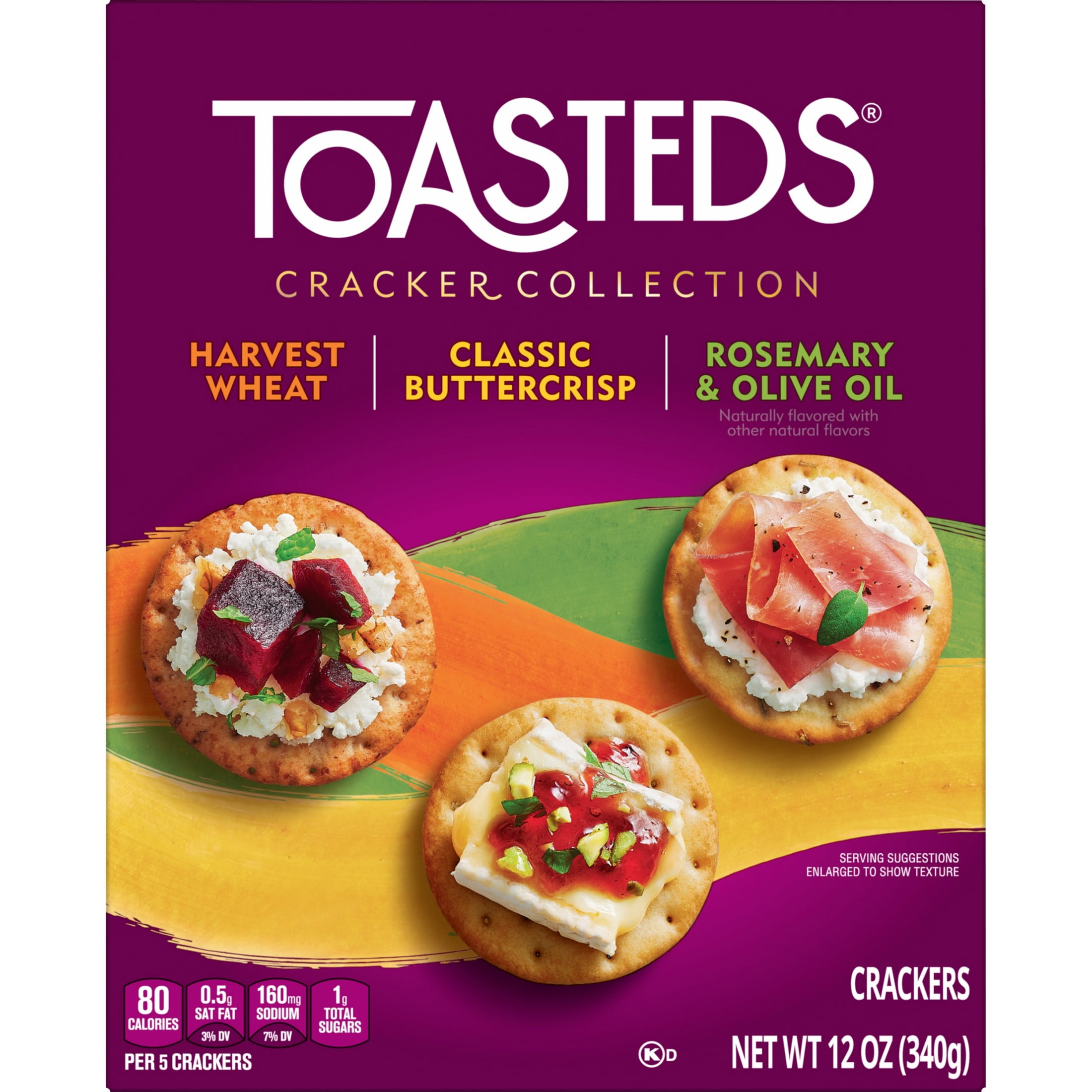 (12 pack) Toasteds Variety Pack Crackers, Party Snacks, 12 oz