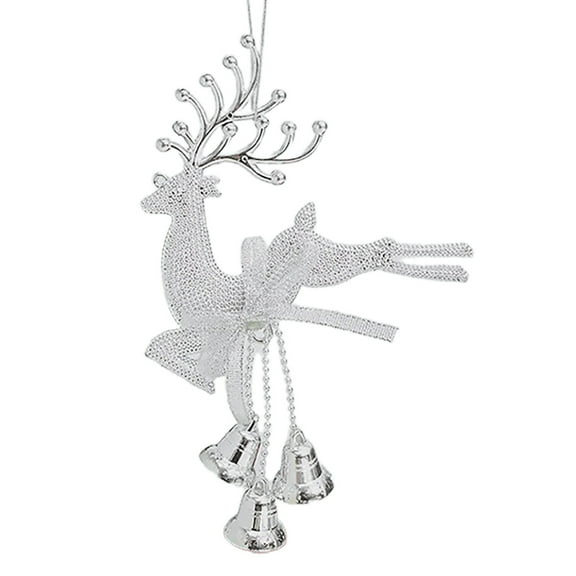 Christmas Tree Bell Ornaments,Xmas Bell Glitter Reindeer Hanging Decorations,Reindeer Jingle Bells Plated Bell Pendants,Wall Fireplace Window Hanging Christmas Party Supplies