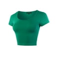 thumbnail image 2 of A2Y Women's Scoop Neck Short Sleeve Basic Crop Top New Emerald M, 2 of 5