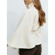 thumbnail image 4 of Ponchos con Mangas de Murciélago para Mujer, Abrigo de Lana con Cuello Alto y Cinturón, Chaqueta Corta de Invierno S, 4 of 7