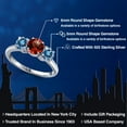 thumbnail image 2 of Gem Stone King 925 Sterling Silver Red Garnet and Persian Blue Moissanite Engagement Ring for Women | 2.00 Cttw | Round 6MM | Gemstone January Birthstone | Size 6, 2 of 6
