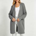 thumbnail image 2 of PNTUTB Fall Winter Women's Longline Knit Cardigan Solid Color Long Sleeve Coat Casual Loose Comfort Stretch Trendy Versatile Coat, 2 of 7