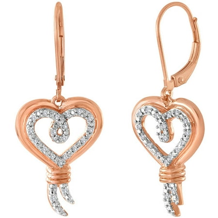 Knots of Love 14kt Rose Gold over Sterling Silver 1/10 Carat T.W. Diamond Earring