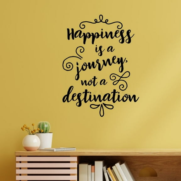 Happiness a Journey Not Destination Inspirational Wall Decal Stickers Decor School Quote 23x17-Inch Black