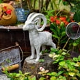 thumbnail image 3 of Sungmor Cast Iron Goat Statue, Vintage Home Decor Antelope Sculpture, Outdoor Garden Lawn Animal Figurine, Indoor Bookshelf Tabletop Ornament, Rustic White, 3 of 7