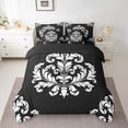 thumbnail image 2 of Homewish Damask Print 7-Piece Bedding Comforter Set,Retro Victorian Flower King Bedding Sets,Black White Bed Sheets For Men Women,Super Cozy Room Decor Reversible, 2 of 8