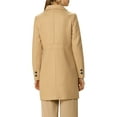 thumbnail image 4 of INSPIRE CHIC Women's Notched Lapel Long Sleeves Double Breasted Mid-Lentgh Overcoat XL Camel, 4 of 8