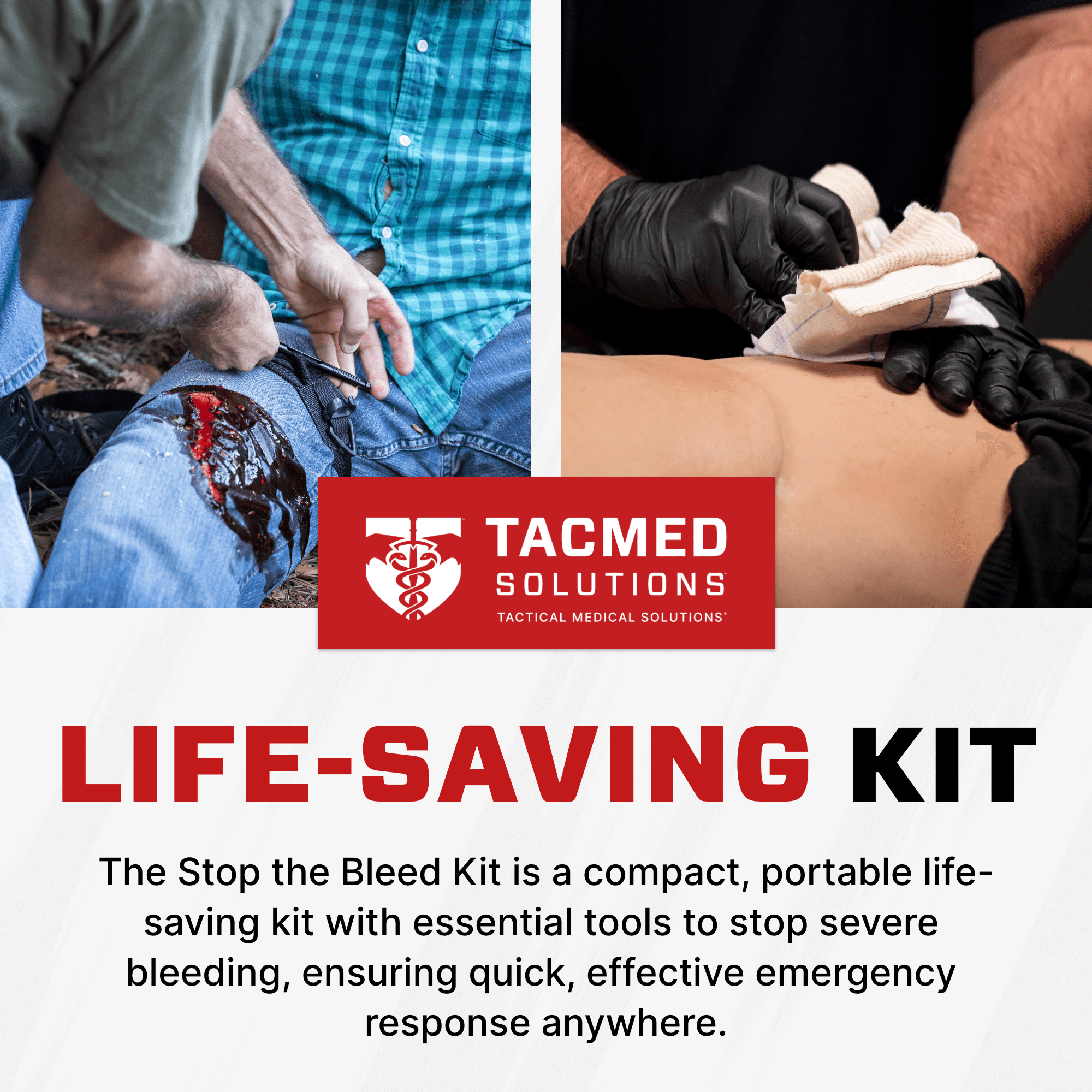Stop The Bleed AED Kit Plastic Pouch, Complete Hemorrhage Control, Essential First Aid for Schools, Workplaces, and Public Spaces, TacMed Solutions