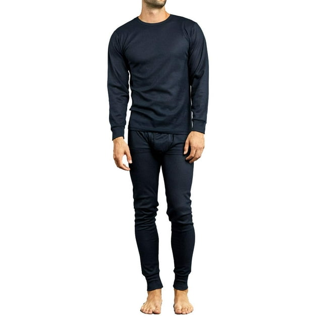 Knocker Men's 2pc Long Thermal Underwear Set Black
