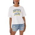 thumbnail image 3 of Women's Gameday Couture White South Dakota State Jackrabbits Claim To Fame Boxy Cropped T-Shirt, 3 of 5