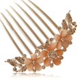 thumbnail image 3 of Womens Girls Rhinestones Flower Hair Combs Pins Hair Accessories Champagne, 3 of 3