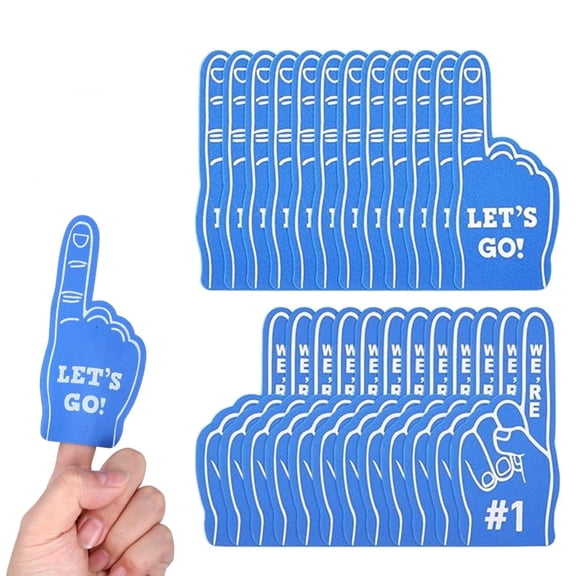 24Pcs Mini Foam Fingers, Sports Fan Cheerleading Foam Hand for Sports Themed Party & Cheerleader Gifts (Blue)