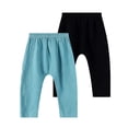 thumbnail image 2 of Qabnzmfo 2 Pack Cotton Uniform Pants for Toddler Boys Girls Elastic Waist Wide Leg Pants Summer Casual Pull On Trousers with Pockets, 2 of 5