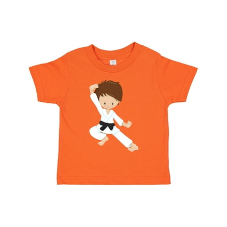 

Inktastic Karate Boy Cute Boy Black Belt Brown Hair Gift Toddler Boy Girl T-Shirt