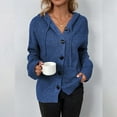 thumbnail image 5 of Baberdicy Sweater Coat Women's Cardigan Sweater Hoodies Button Down Long Sleeve Oversized Knit Cardigans Cardigan Sweaters for Women Blue, 5 of 8