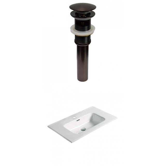 American Imaginations 24.16-in. W 1 Hole Ceramic Top Set In White Color - Overflow Drain Incl. AI-30559