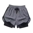 thumbnail image 3 of Pantalones cortos de entrenamiento para hombre, ropa deportiva cómoda, pantalones cortos deportivos para culturismo en la playa Gris, 3 of 8
