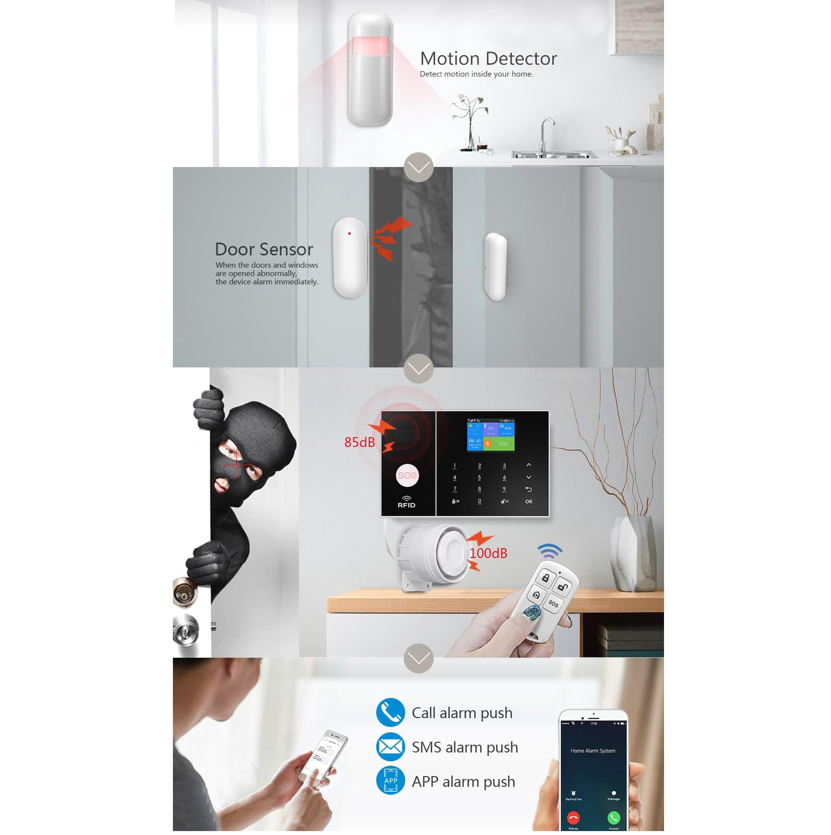 PGST WiFi+GSM/4G Home Smart Alarm Security System Kit,DIY Wireless Burglar Alert System Anti-Theft,Motion Detector,Door Window Sensor,External Siren,Smart Life Tuya APP,NO Monthly Fees (PG108-A)