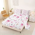 thumbnail image 2 of Erosebridal Girl Watercolor Ribbon Bed Sheets, Groovy Flower King Sheets, White Pink, 4pcs, 2 of 5