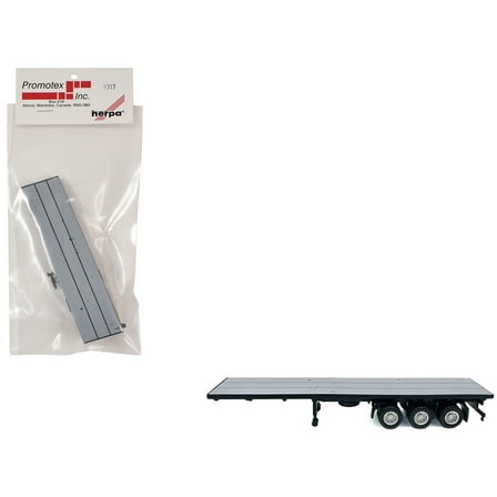 40ft 3-Axle Flatbed Trailer Gray Top 1/87 (HO) Plastic Model by Promotex
