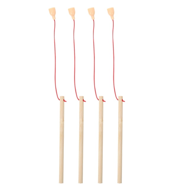 4 cañas de pescar magnéticas de madera de juguete para niños. Juguetes educativos e interactivos.