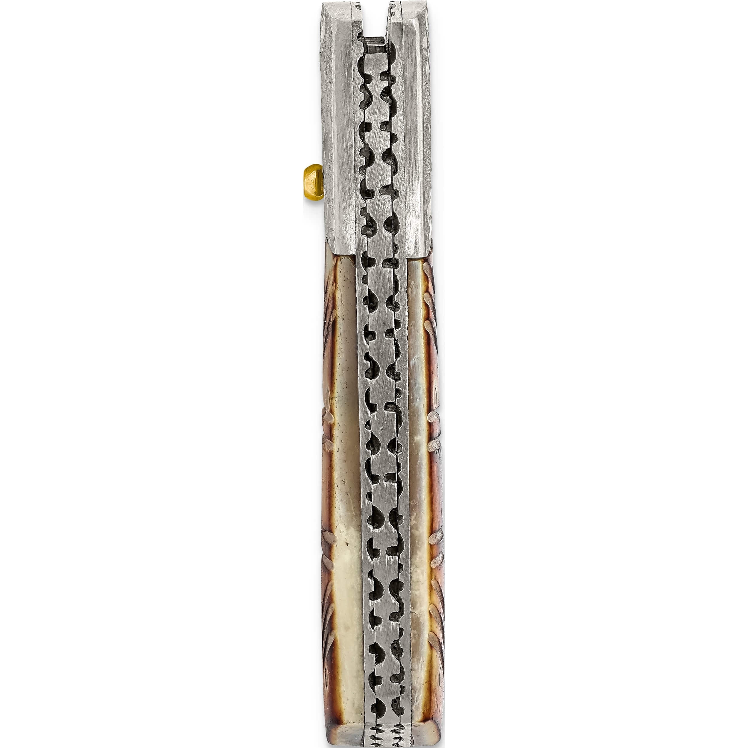 Fashion Damascus Steel 256 Layer Folding Dyed/Carved Camel Bone Knife (6.3 X 1) Made In Pakistan kn3221