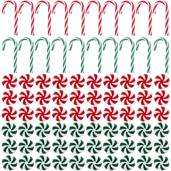 80PCS Candy Cane Christmas Ornaments - Shatterproof Hanging Decor for Xmas Tree, Wreaths & Holiday Parties (Red/White)