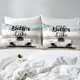 thumbnail image 4 of Lake House Bedding Set King Size, Rustic Farmhouse Comforter Cover For Kids Teens Adult Women Bedroom Decor, Wooden Barn Door Duvet Cover Ocean Beach Bed Set Lake House Decor For The Home, Blue Grey, 4 of 5