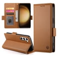 thumbnail image 2 of Compatible with Samsung Galaxy S23 Wallet Case, Classic PU Leather Flip Folio Case with Card Holders Kickstand [Shockproof TPU Inner Shell] Phone Cover for Samsung Galaxy S23, Brown, 2 of 7