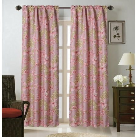 Rose Curtains WARDA-9 Garden Rose 1pc Foam Backing Insulated Printed Window Dressing Curtain, Lined Rod Pocket Panel 37