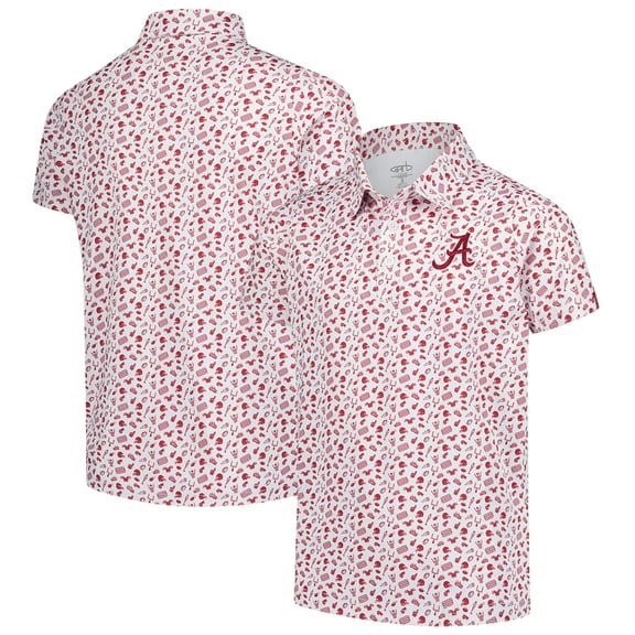 Youth Garb Crimson Alabama Crimson Tide Tom Allover Print Performance Polo